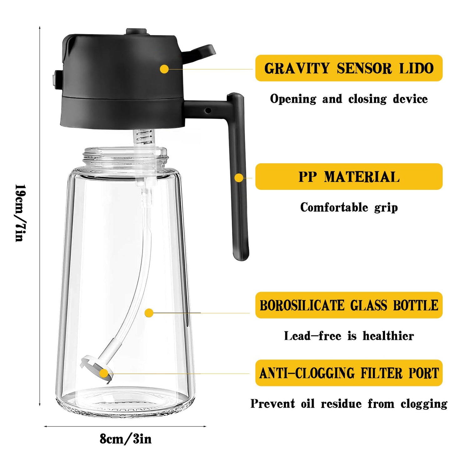 Oil Dispenser Bottle - 2-in-1 Olive Oil Sprayer & Dispenser