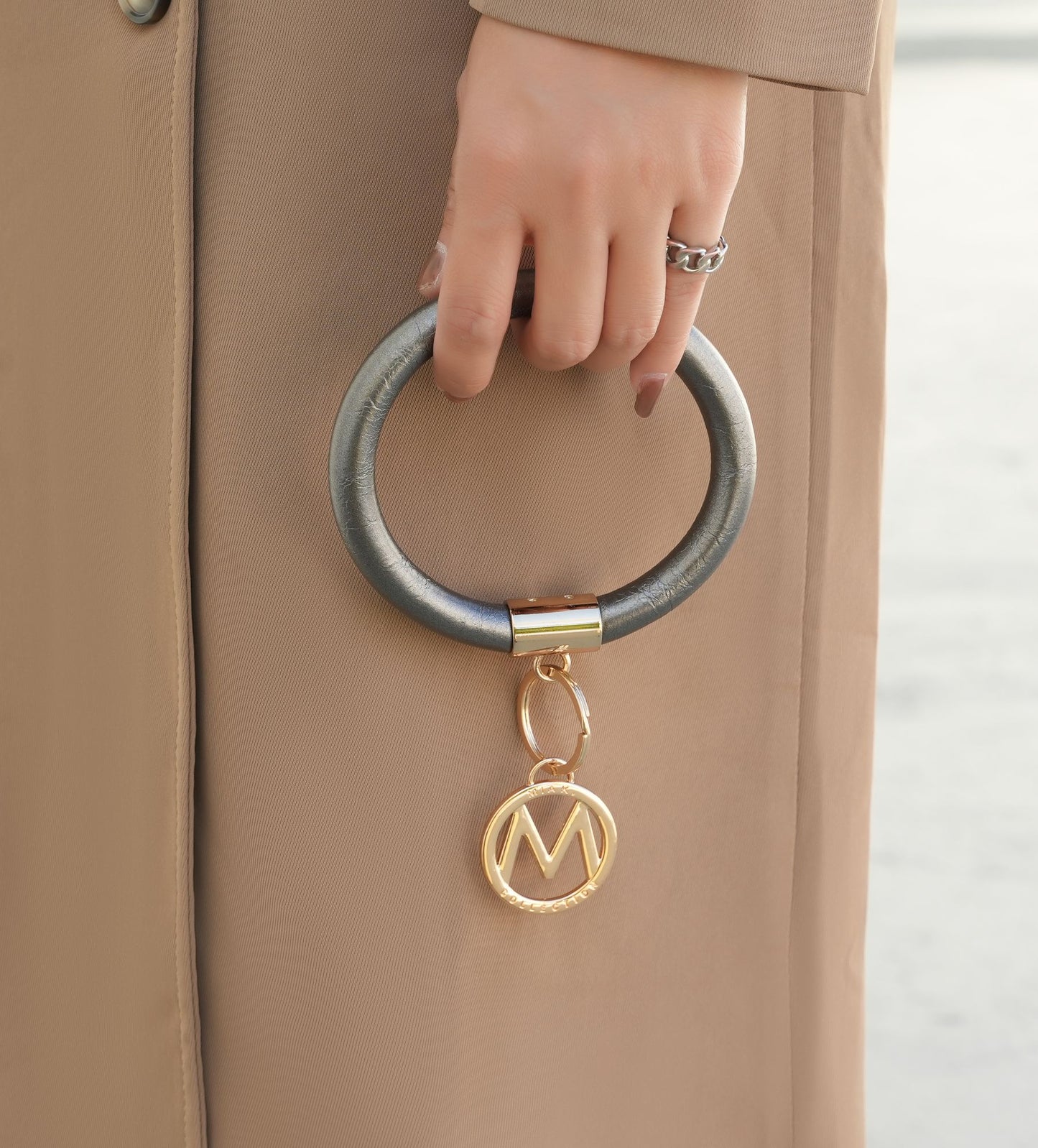 MKF Collection Jasmine Vegan Leather Bangle Wristlet Keychain Set by Mia K