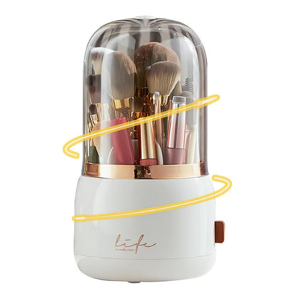 360° Rotating Makeup Brush Holder with Lid