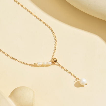 Elegant Gold-Tone Pearl Drop Necklace for Young Women