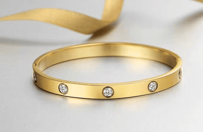 14K Gold Plated Bracelet – Friendship Love Bangle for Women & Girls