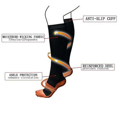 Copper Infused Compression Socks 6-Pack Lightweight