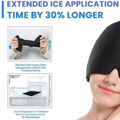 360° Massage Migraine Relief Hat, Hot/Cold Therapy Eye Mask