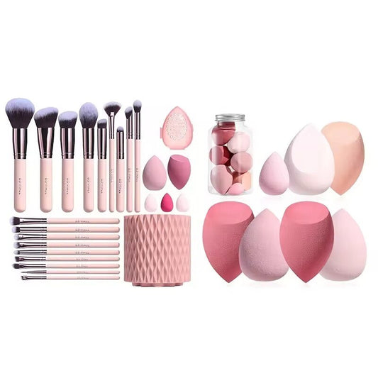 18 pcs Makeup Brush Set with 5 Sponges & Holder Case