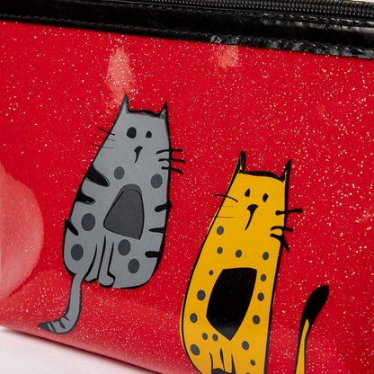 Biggdesign Cats Glossy Makeup Bag – Water-Resistant Travel