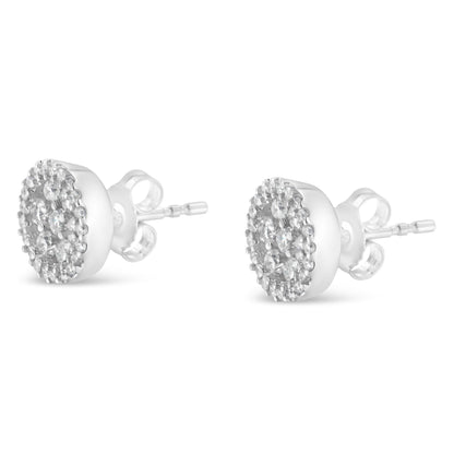 14K White Gold 1.0 Cttw Diamond Halo-Style Stud Earrings