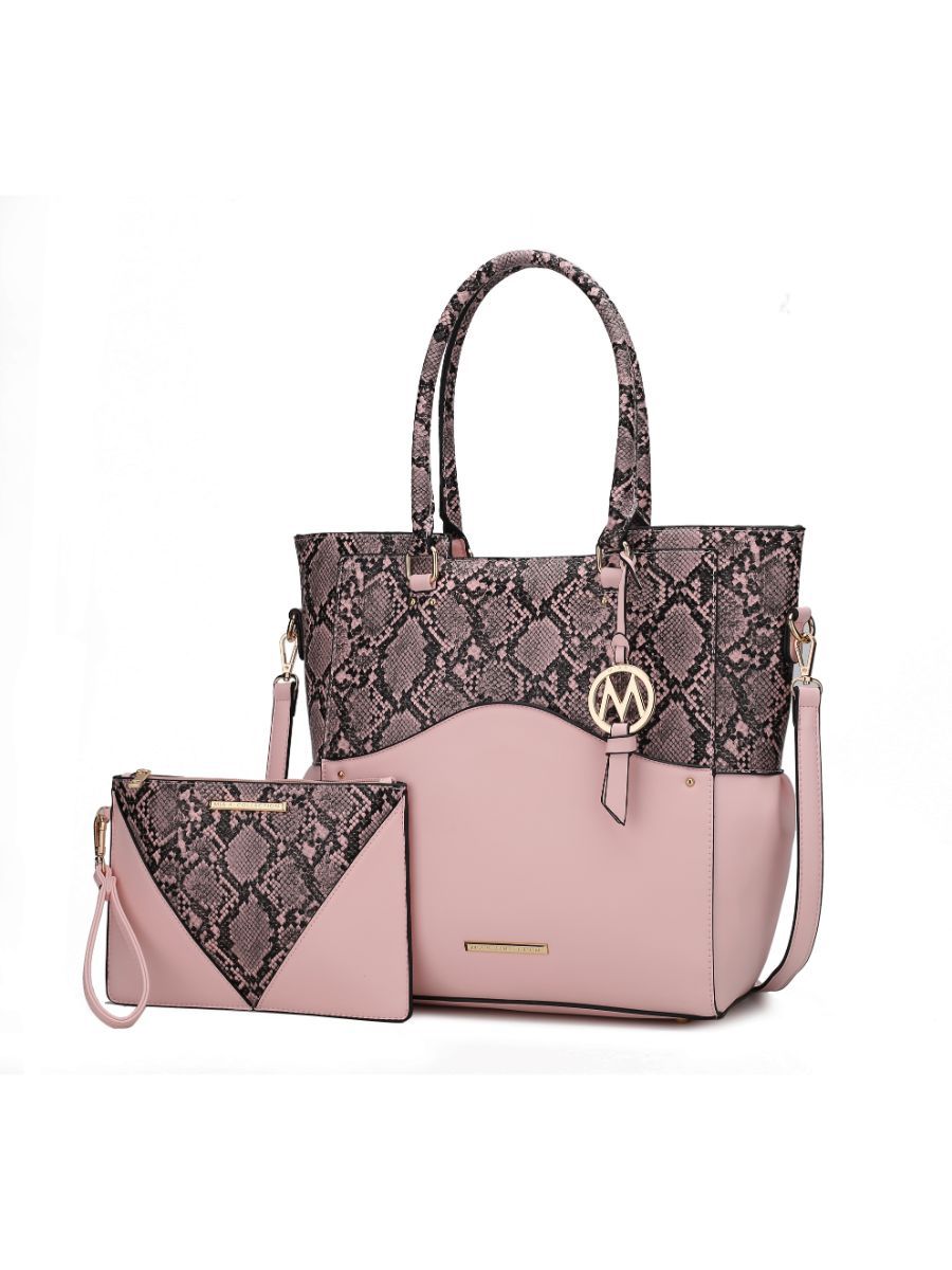 MKF Collection Iris Snake Embossed Vegan Leather Tote & Wristlet