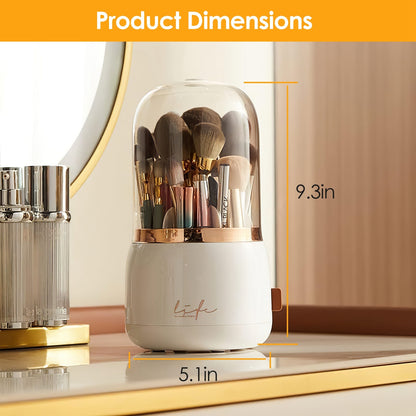 360° Rotating Makeup Brush Holder with Lid