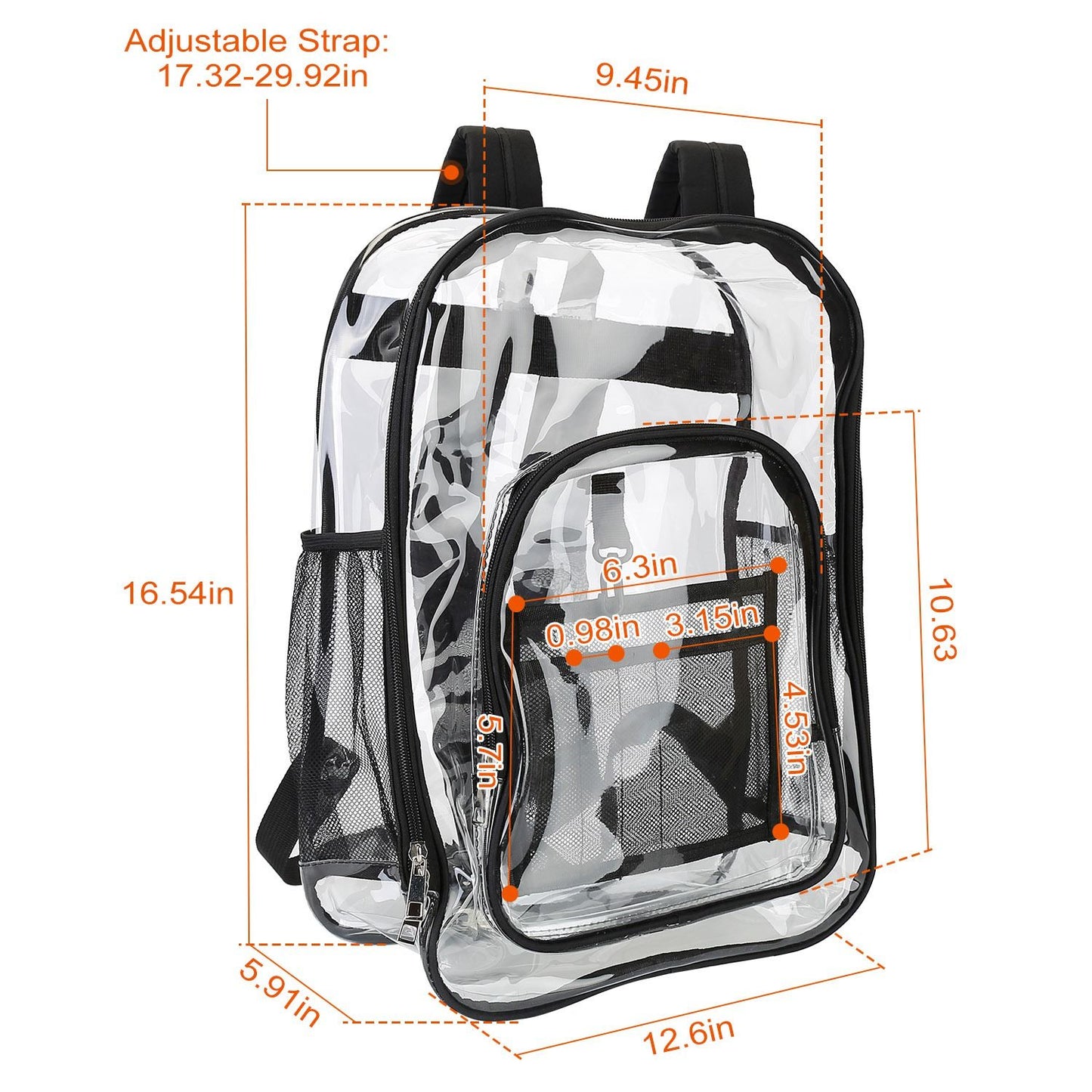 Clear Heavy-Duty Waterproof PVC Backpack with Reinforced Straps, 5.3 Gal