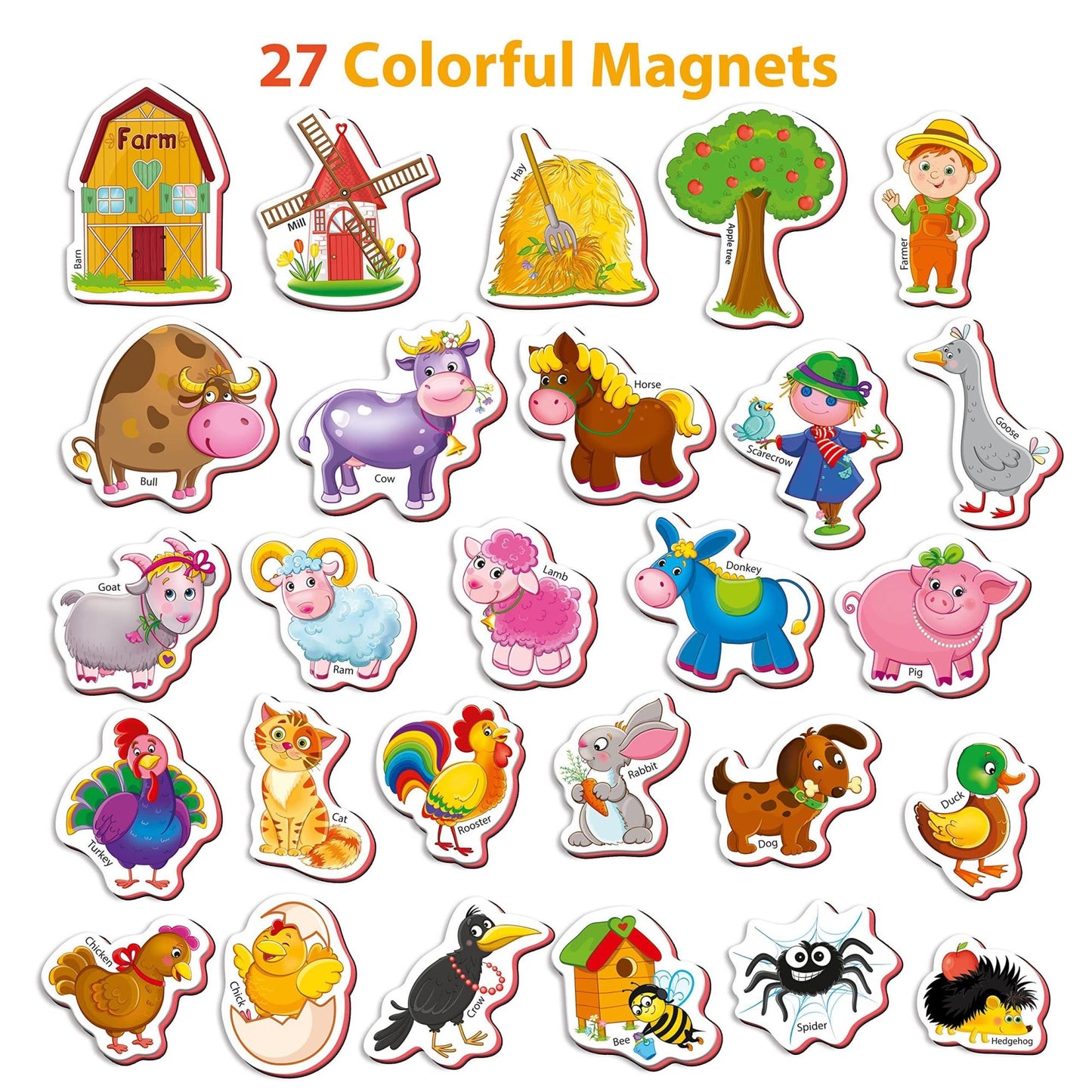 27 Foam Farm Animal Fridge Magnets – Educational Magnets