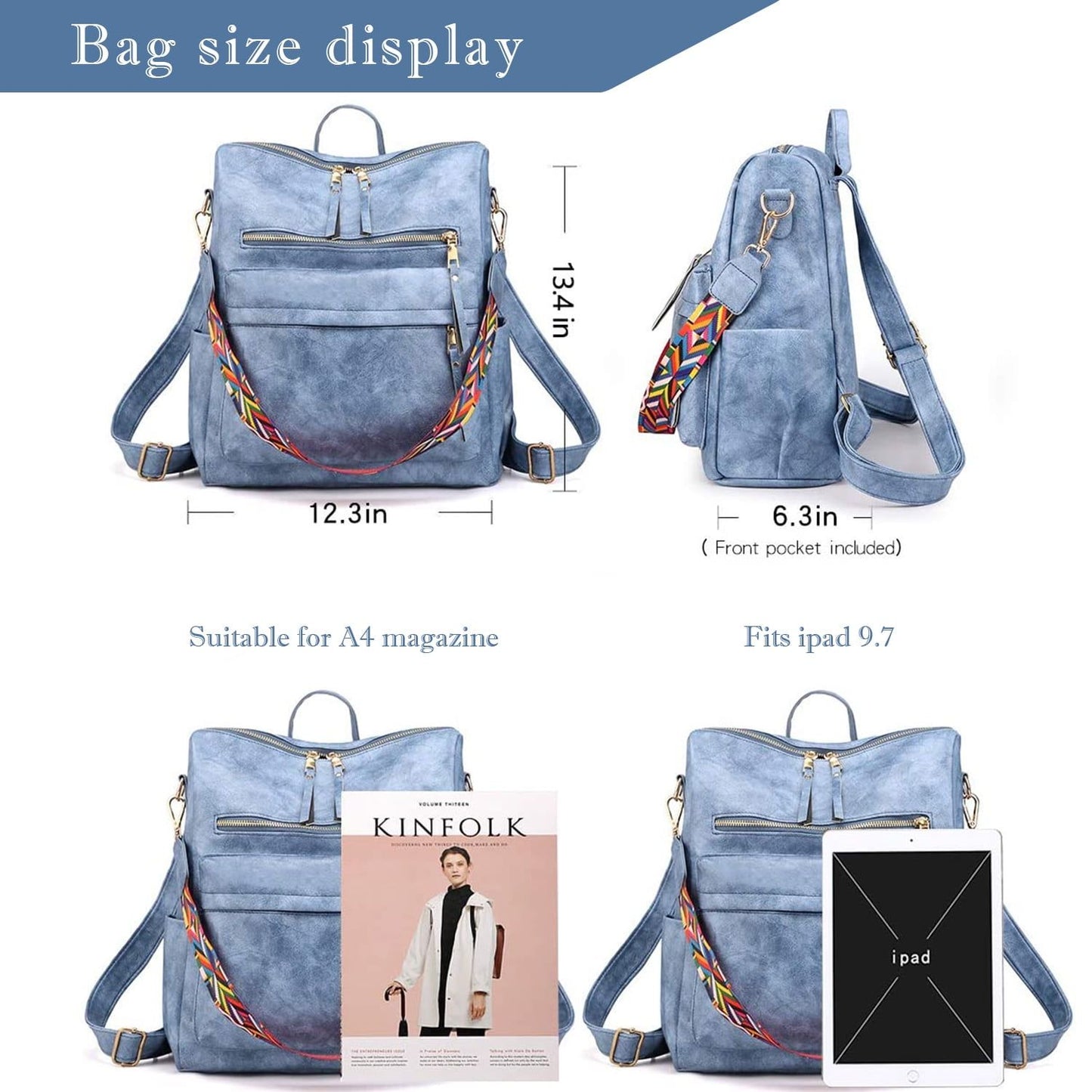 Backpack Purse for Women Fashion Multipurpose Design Handbag Ladies Shoulder Bags