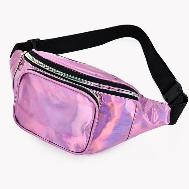 Women Holographic Waist Bag Men Shiny Fanny Pack Hologram Hip Bum Bag Travel Laser Chest Pocket with Adjustable Strap for Travel