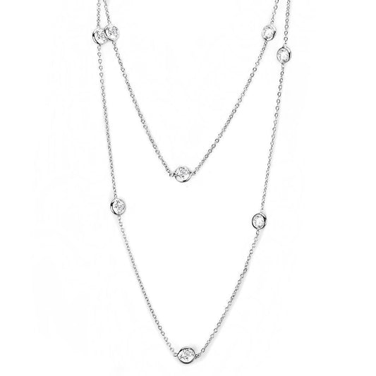 Rhodium Brass Necklace with AAA Grade Clear CZ