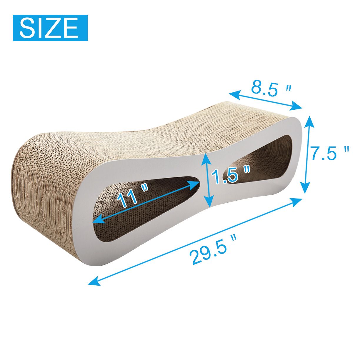 Cat-eyed Cat Scratcher Lounge, Protects Furniture, Wood Color