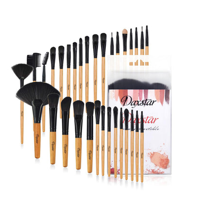 32-Piece Wood Color Makeup Brush Set – Professional