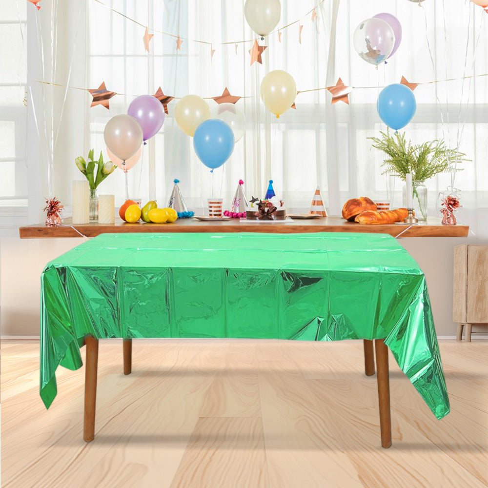 137 x 274cm Metallic Green Plastic Tablecloth - 12 Pack | Rectangle Covers