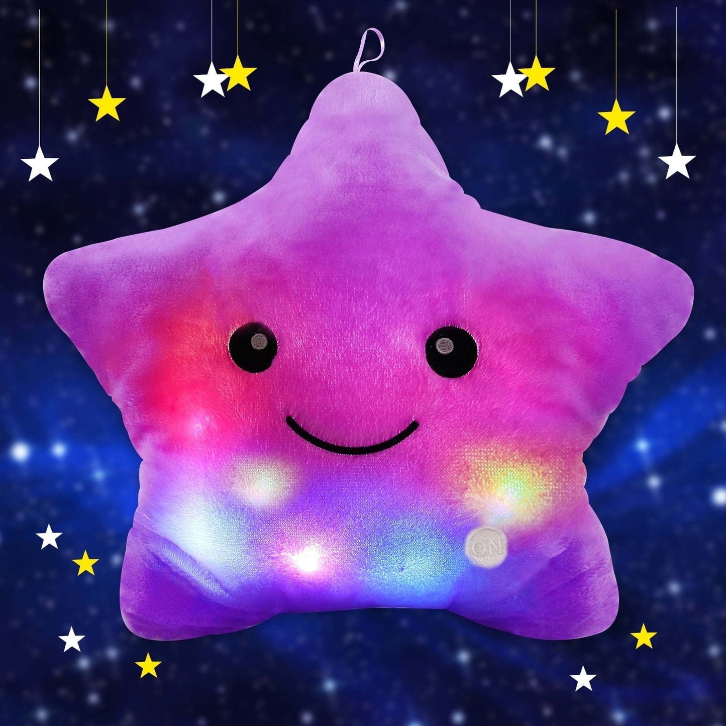 Twinkle Star Plush Pillow, LED Night Light Glowing Cushions, Creative Stuffed Toys Birthday Christmas Gifts for Kids Toddlers, Purple