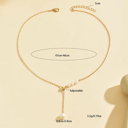 Elegant Gold-Tone Pearl Drop Necklace for Young Women