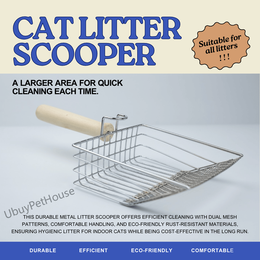 Metal Cat Litter Scoop with Wooden Handle, Small & Large Holes