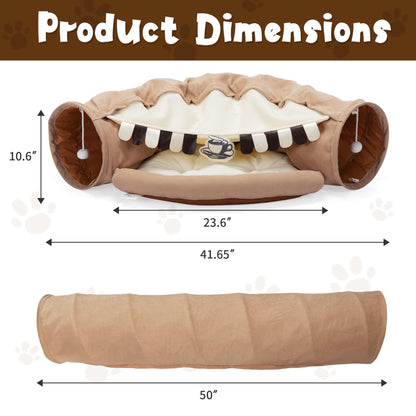 Collapsible Cat Tunnel Bed for Indoor Cats