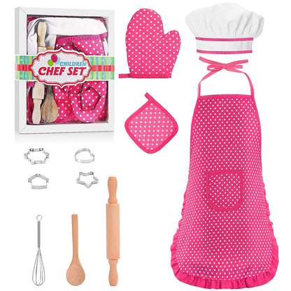 11-Piece Kids Cooking & Baking Set with Apron & Chef Hat