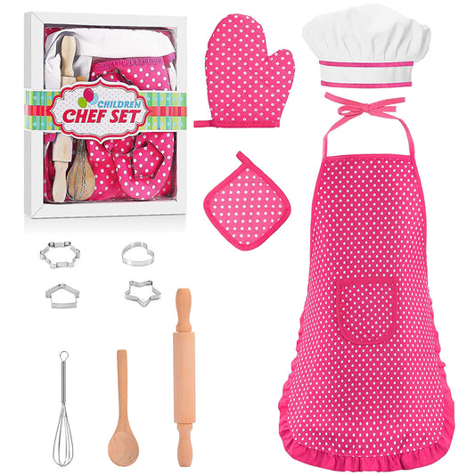 11-Piece Kids Cooking & Baking Set with Apron & Chef Hat