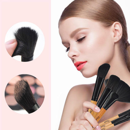 32-Piece Wood Color Makeup Brush Set – Professional