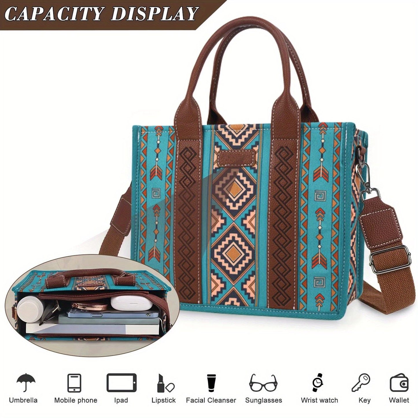 4Pcs Women's Tote Set, Retro Lightweight Boho Chic Satchel