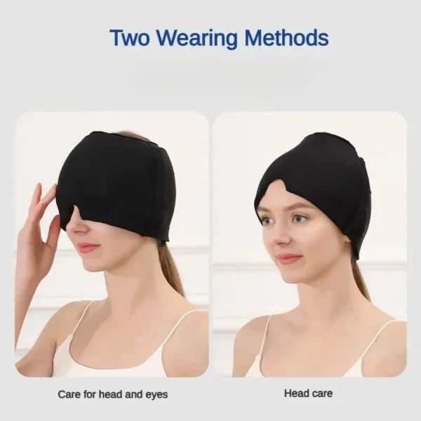 360° Massage Migraine Relief Hat, Hot/Cold Therapy Eye Mask