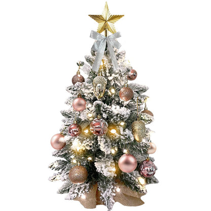 Mini Christmas Tree with Lights and Flocked Snow - Silver