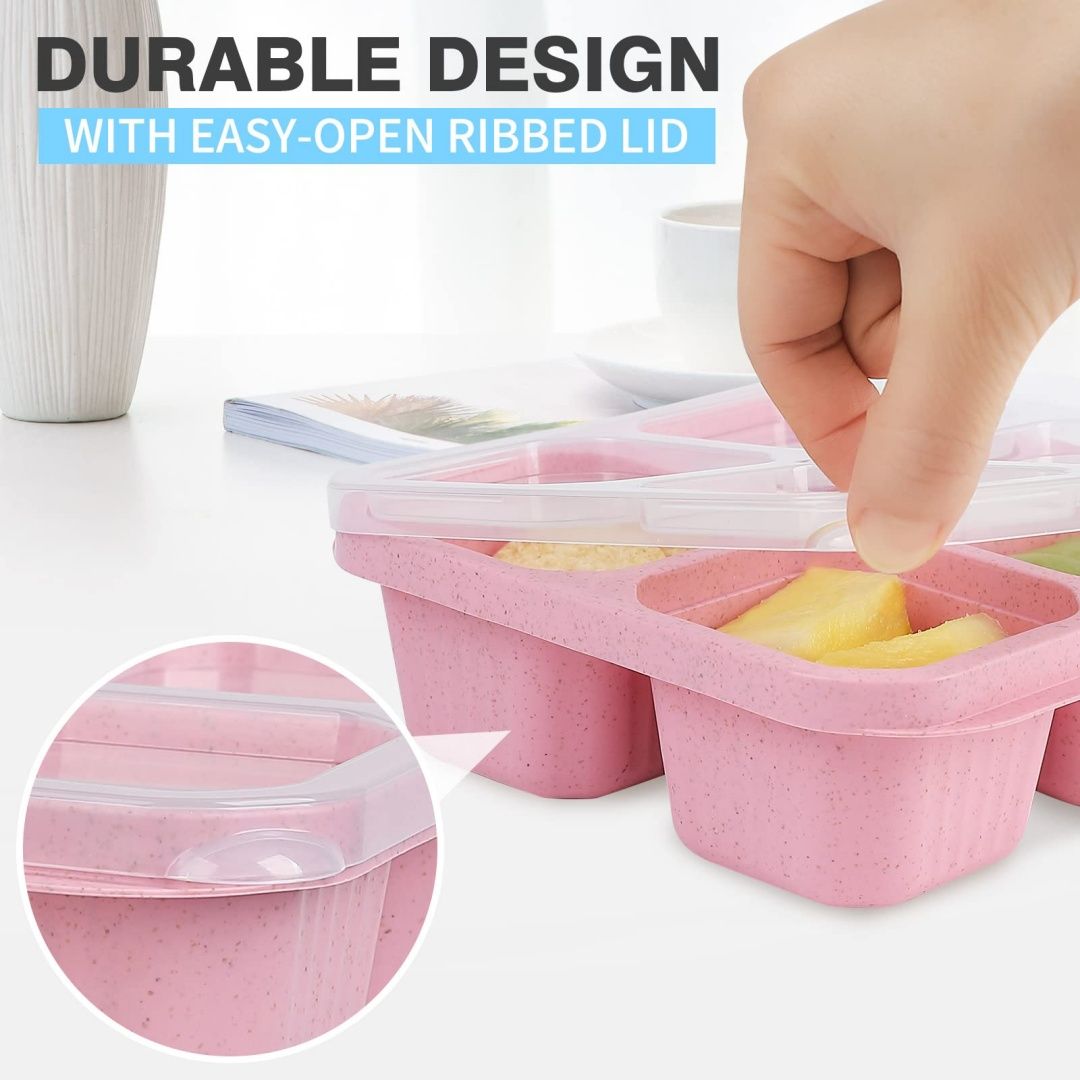 4 Compartment Snack Containers - Wheat Straw Meal Prep Box