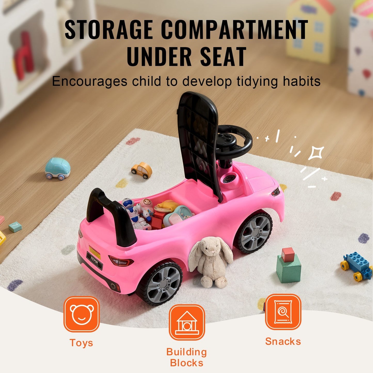 VEVOR Ride On Push Car for Toddlers Pink