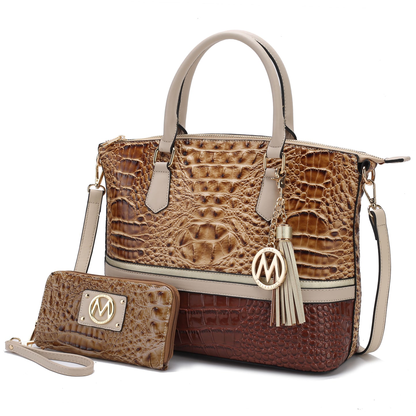 MKF Collection Autumn Crocodile Skin Tote Handbag with Wallet by Mia k