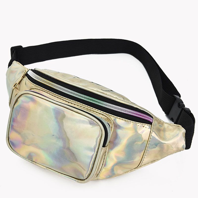 Women Holographic Waist Bag Men Shiny Fanny Pack Hologram Hip Bum Bag Travel Laser Chest Pocket with Adjustable Strap for Travel