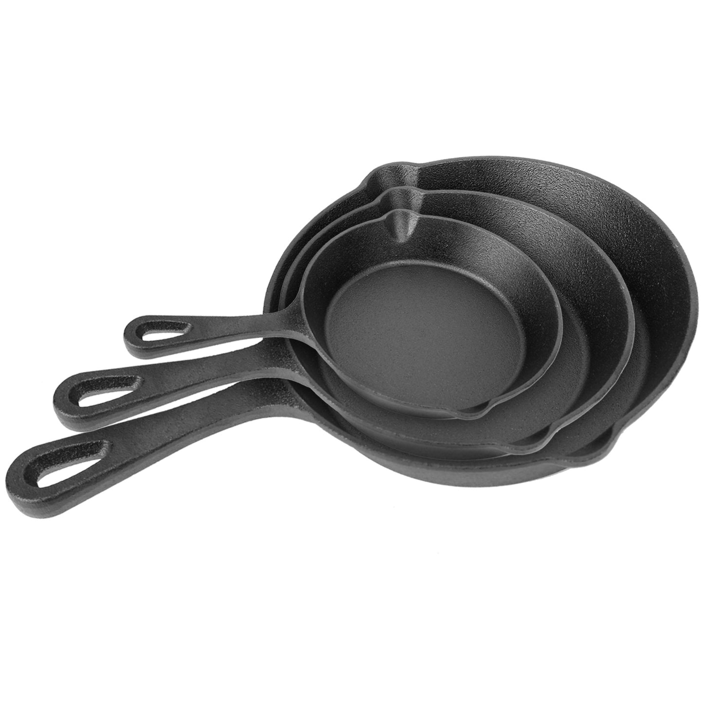 3 Pcs Pre-Seasoned Cast Iron Skillet Set – Durable & Versatile Cookware