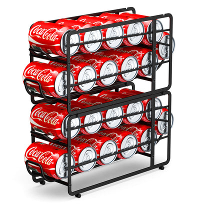 Soda Can Organizer Storage Rack, 2 Pack Stackable Beverage Soda Can Dispenser Organizer Holder for Refrigerator, Cabinet, Pantry