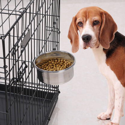 Stainless Steel Dog Bowl with Clamp Holder for Pet Cage