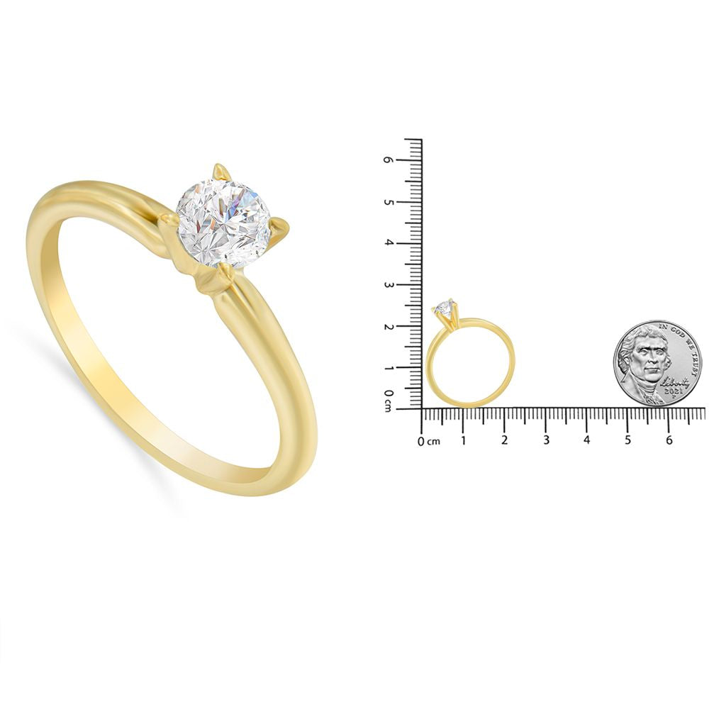 GIA Certified 14K Gold 1/2 Cttw Diamond Solitaire Ring