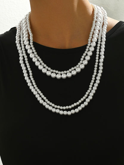 Elegant Multi-Layer Pearl Beaded Necklace