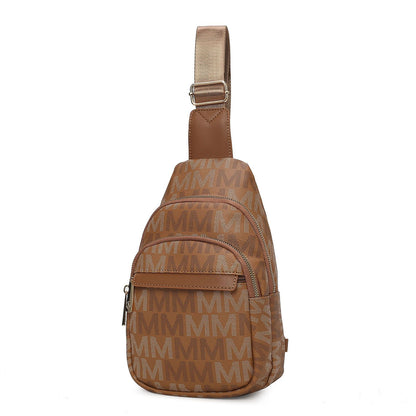 MKF Collection Helaena M Logo Printed Vegan Leather Women Sling Bag by Mia K