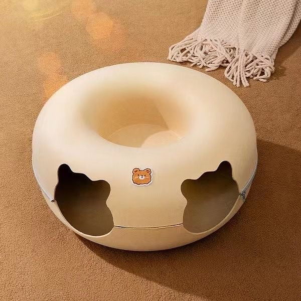 Cat Tunnel Bed – Semi-Enclosed Donut Cave