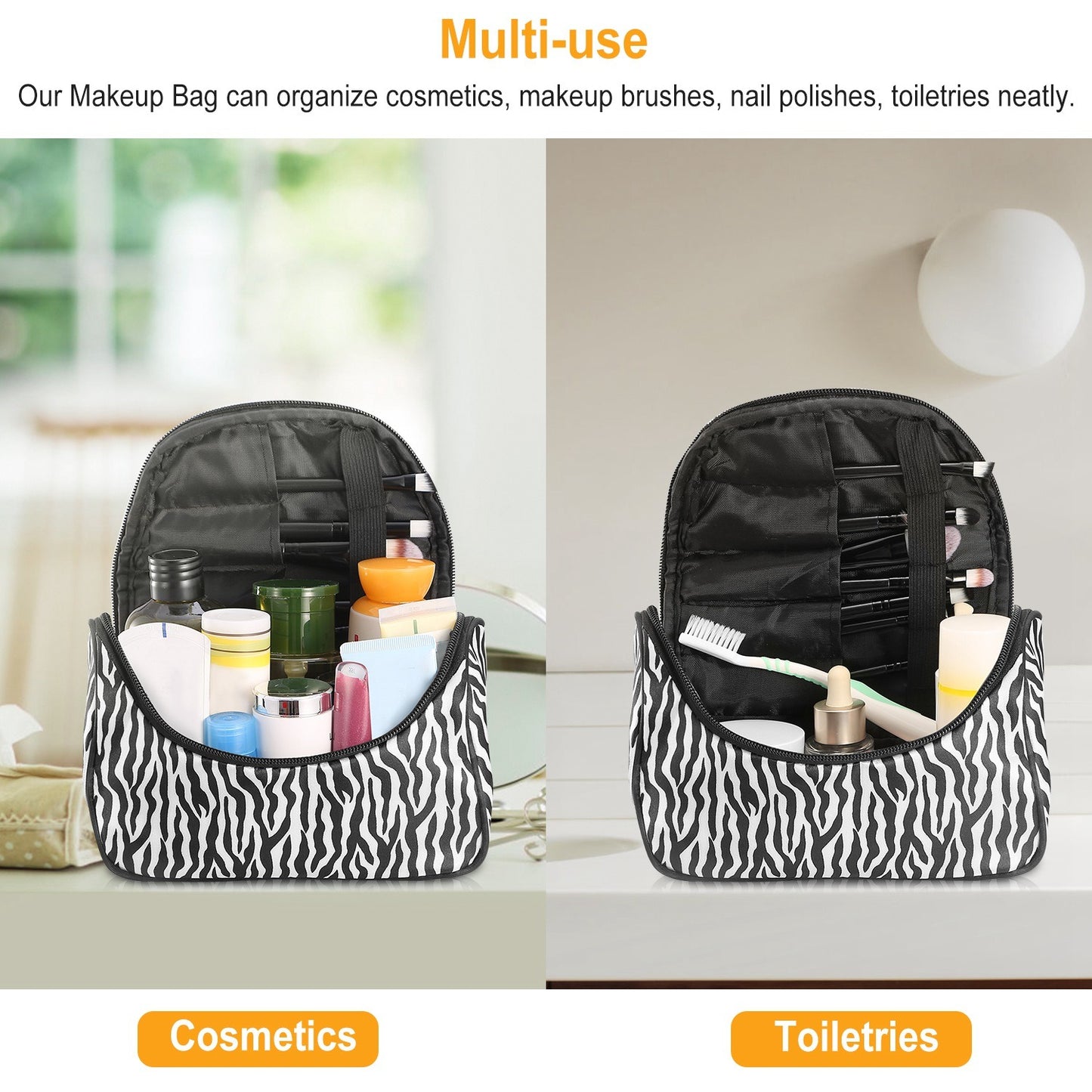 Travel Makeup Bag Portable Cosmetic Organizer with Cosmetic Mirror Waterproof Toiletry Wash Bag for Women