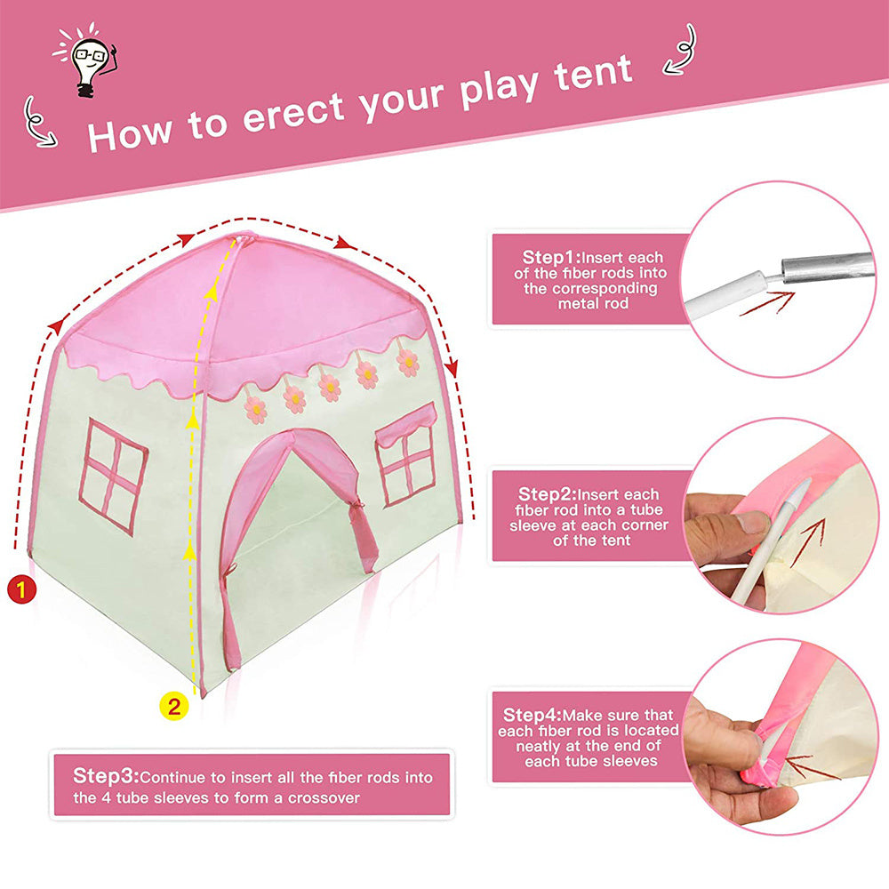 Kids Play Tent Princess Playhouse Pink Castle Play Tent