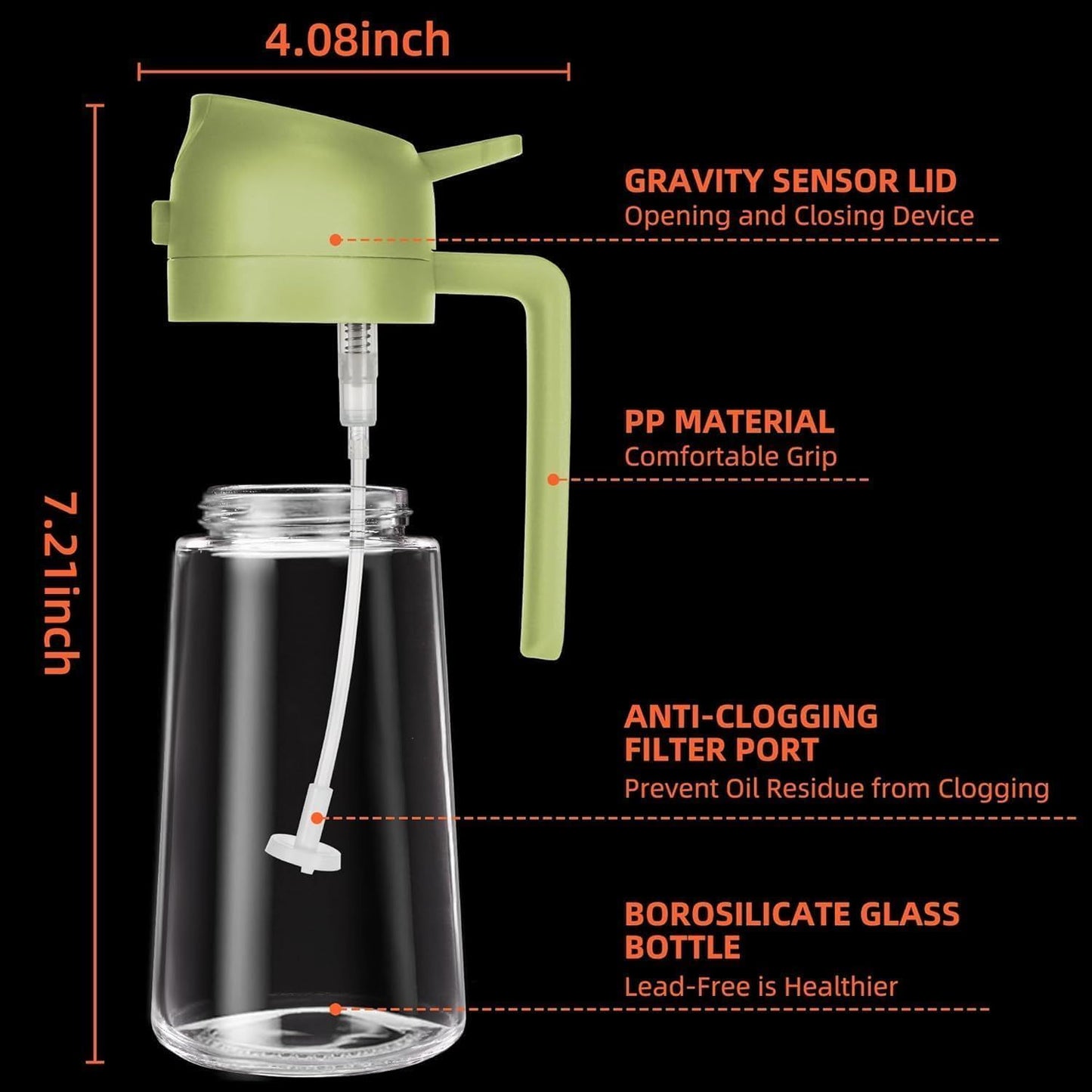 Oil Dispenser Bottle - 2-in-1 Olive Oil Sprayer & Dispenser