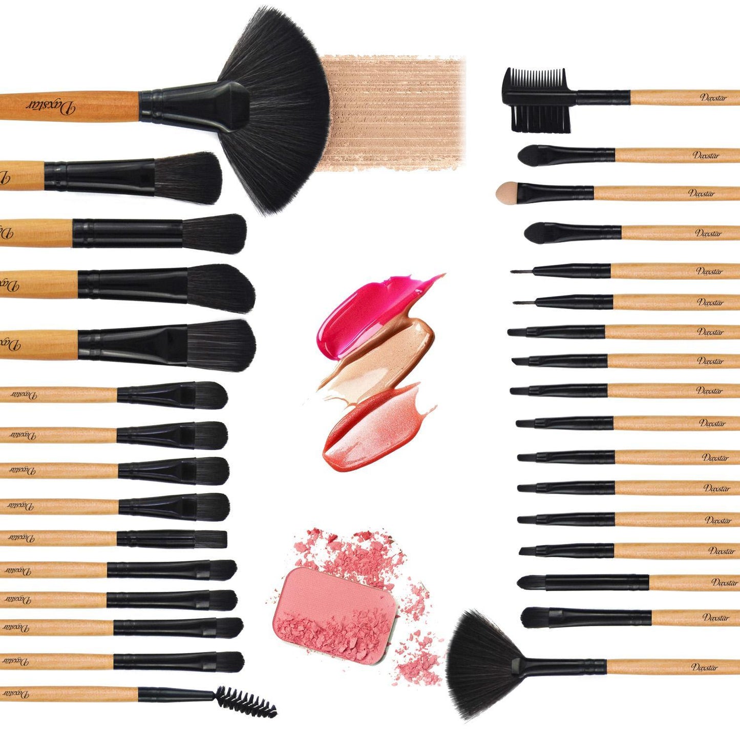 32-Piece Wood Color Makeup Brush Set – Professional