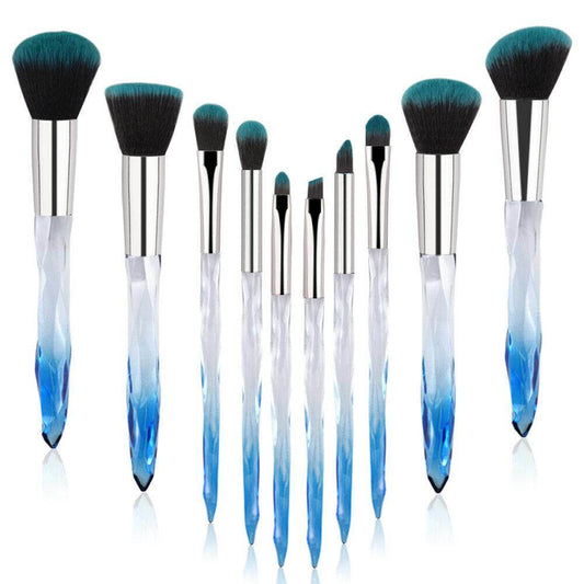 10pcs Professional Makeup Brush with Crystal Handle Foundation Brush