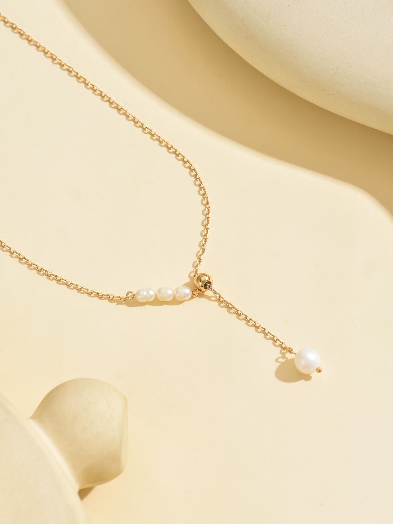 Elegant Gold-Tone Pearl Drop Necklace for Young Women