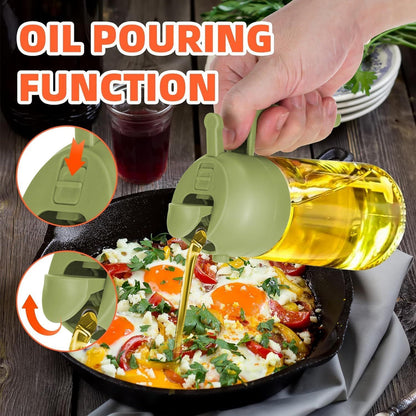 Oil Dispenser Bottle - 2-in-1 Olive Oil Sprayer & Dispenser