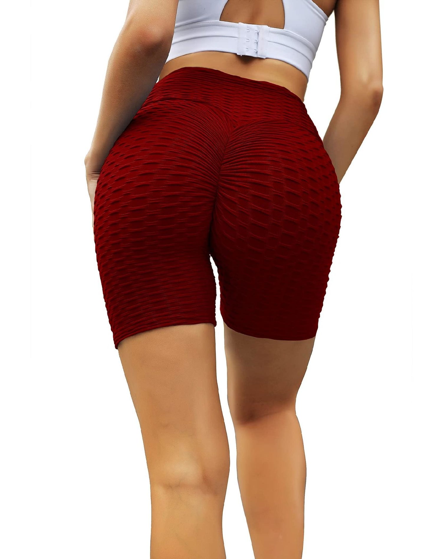 Women's Butt Lift Workout Shorts – High Waist Leggings in Red