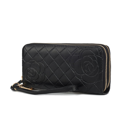 MKF Collection Quilted Flower Embossed Wristlet Wallet by Mia K